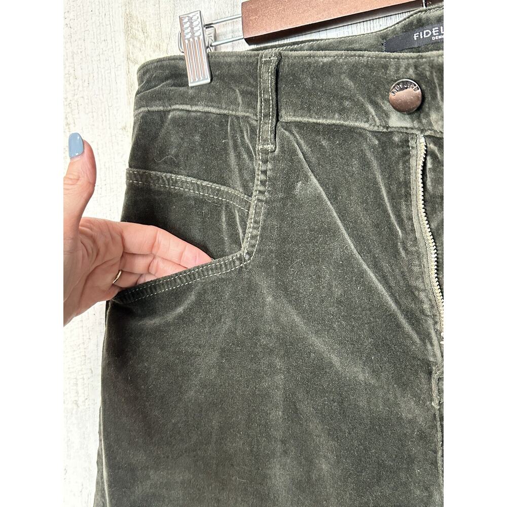 Fidelity wide leg Deep Sage Velour Velvet mid bootcut jeans 30 Anthropologie$228 - Picture 6 of 16